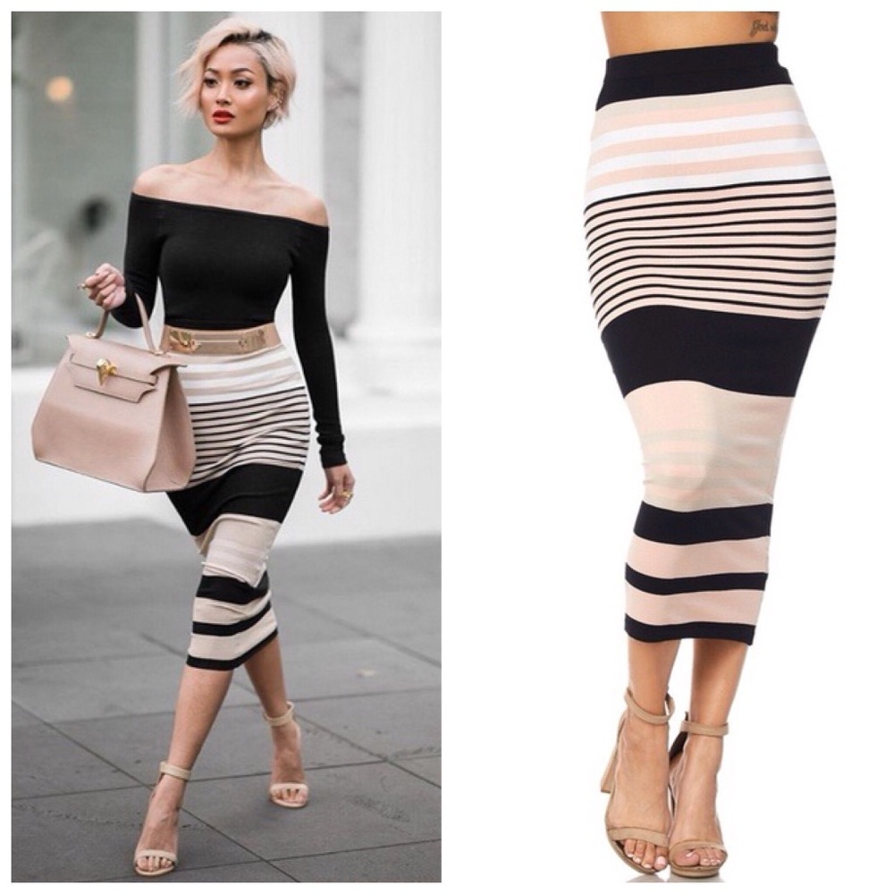 •LAST “Reese” Striped Pencil Skirt (S) - Picture 4 of 5